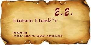 Einhorn Elemér névjegykártya